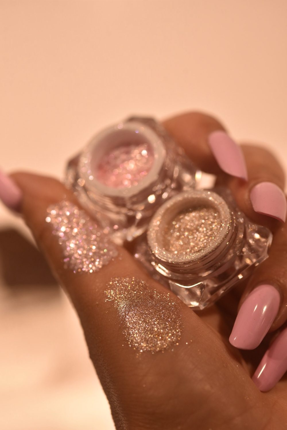 Set of 2 glitter eyeshadow, rainbow pink & sand nude